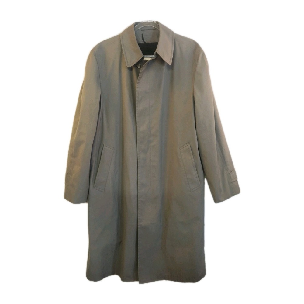 Vintage London Fog Trench Thick Coat Olive Taupe‎ Zip Out Liner USA 40R Winter